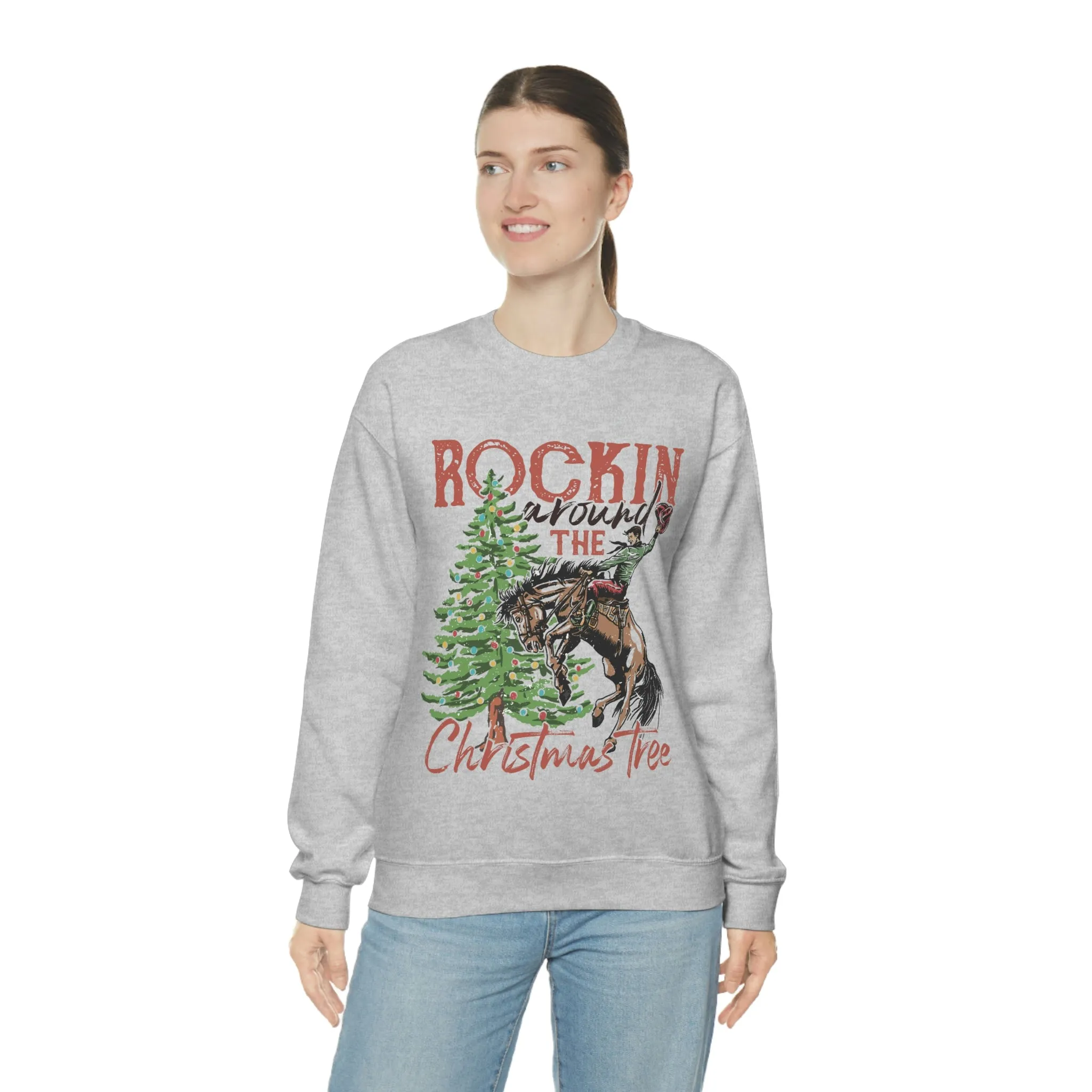 Country Christmas Rockin' around the Christmas Tree Women's Unisex Heavy Blend Crewneck Sweatshirt