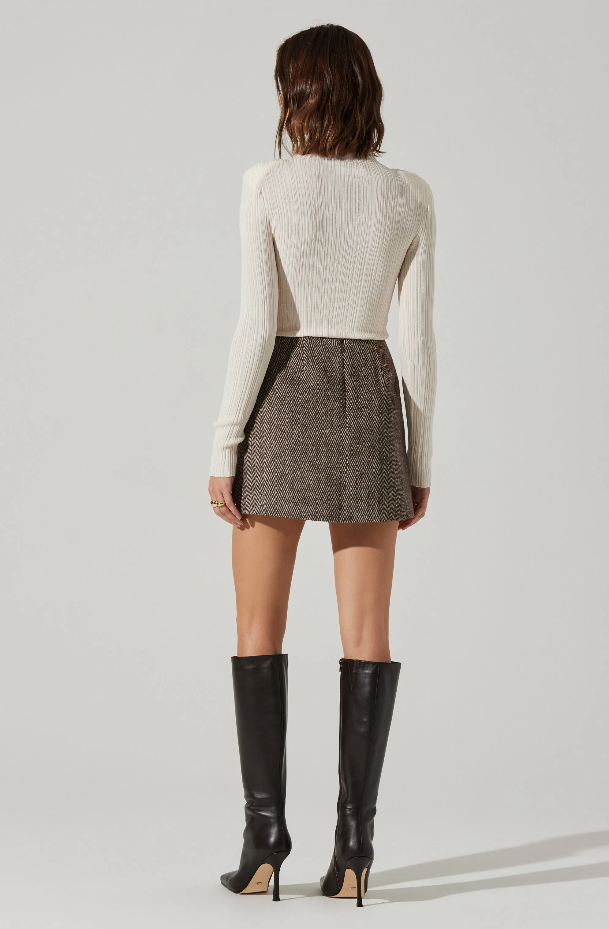 Covina Herringbone Mini Skirt