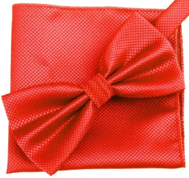 Crimson Red [Diamond Shape Print] - Bow Tie and Pocket Square Matching Set