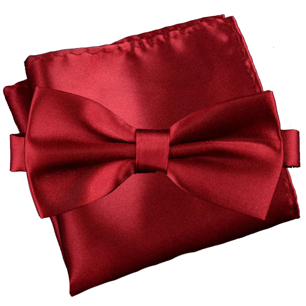 Crimson Red [Silky Smooth] - Bow Tie and Pocket Square Matching Set