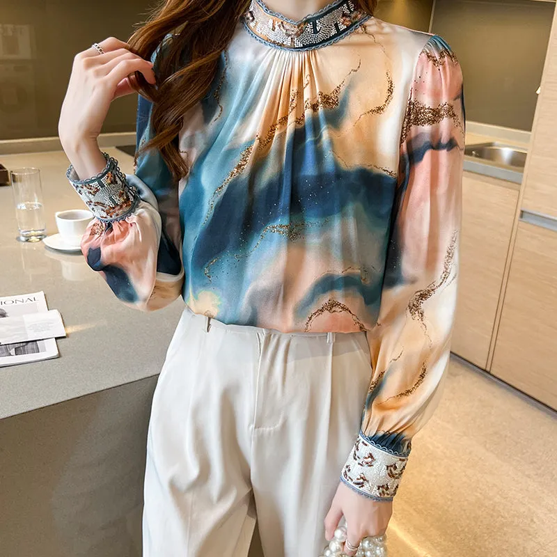 deanwangkt style New elegant office ladies silk shirts  Spring Summer Women's Blouses lantern Sleeve Shirts Tops Blusas Mujer