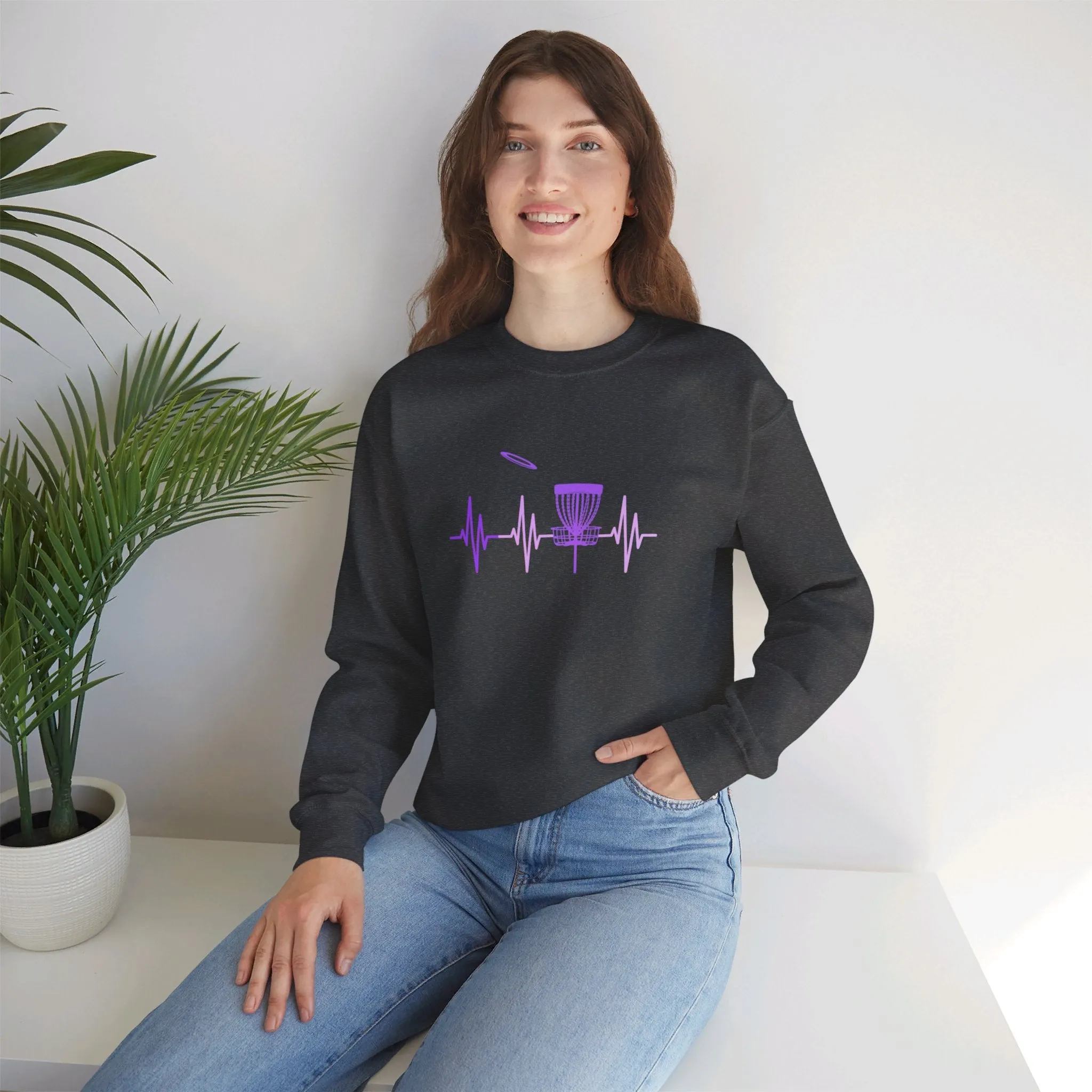 Disc Golf Heartbeat Unisex Heavy Blend™ Crewneck Sweatshirt