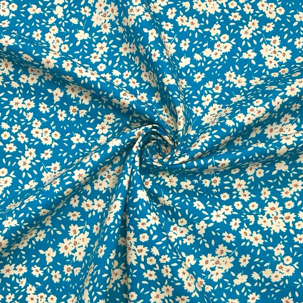 Ditsy Floral Rose & Hubble Cotton Poplin Fabric