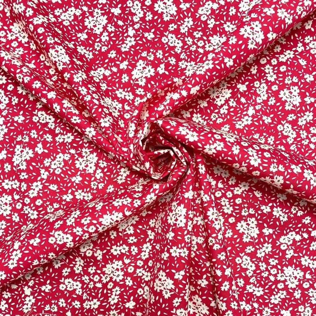 Ditsy Floral Rose & Hubble Cotton Poplin Fabric