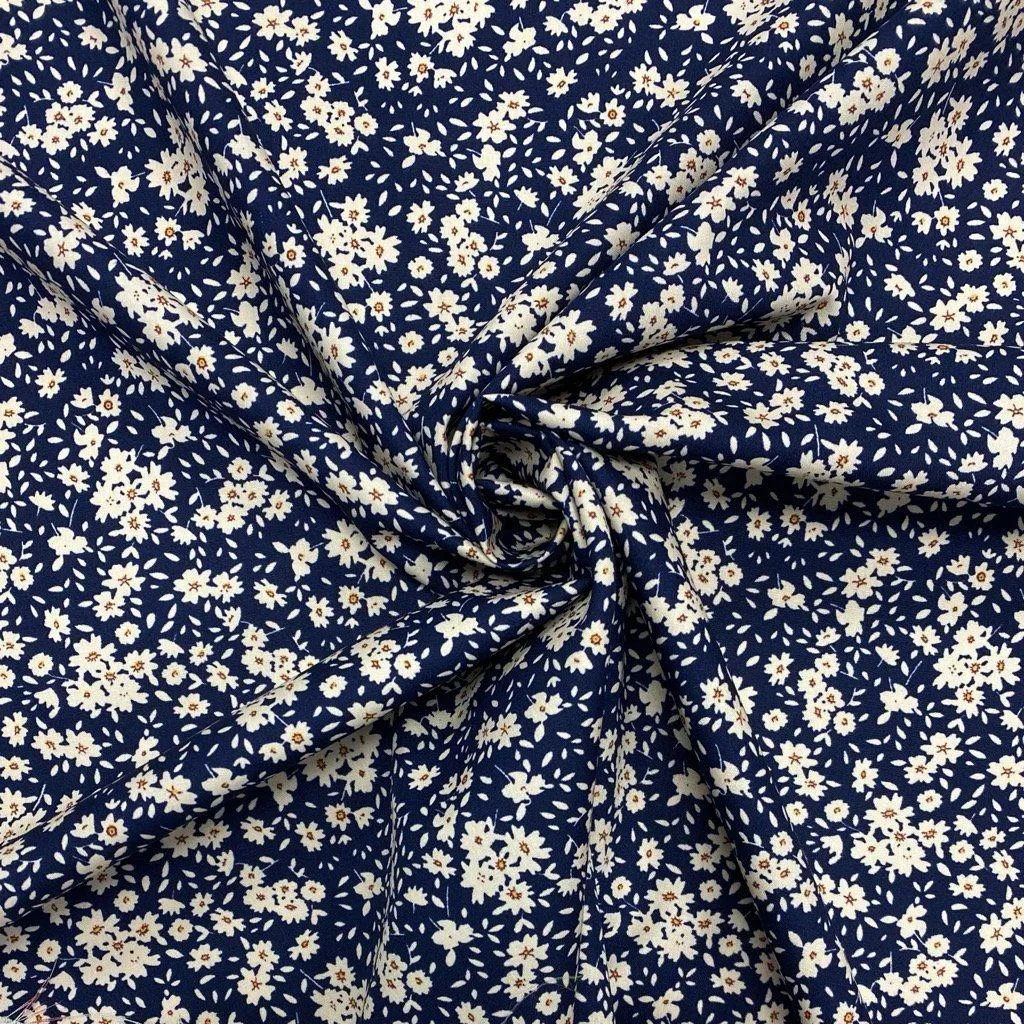 Ditsy Floral Rose & Hubble Cotton Poplin Fabric