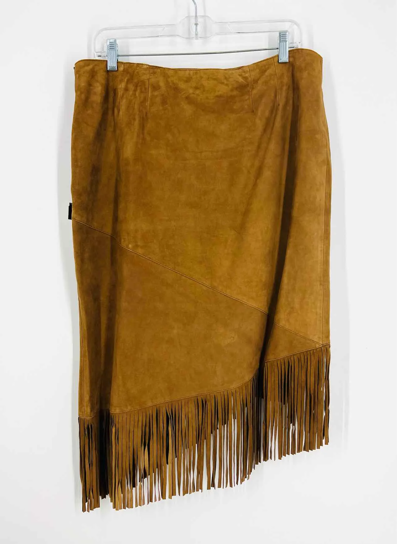 Double D Size 14 Brown Fringe Suede NEW Designer Skirt