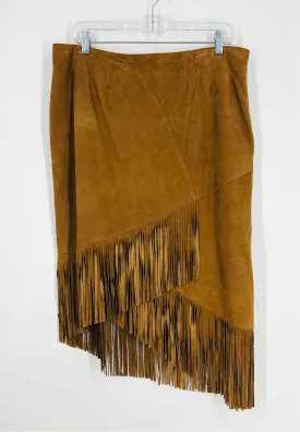 Double D Size 14 Brown Fringe Suede NEW Designer Skirt