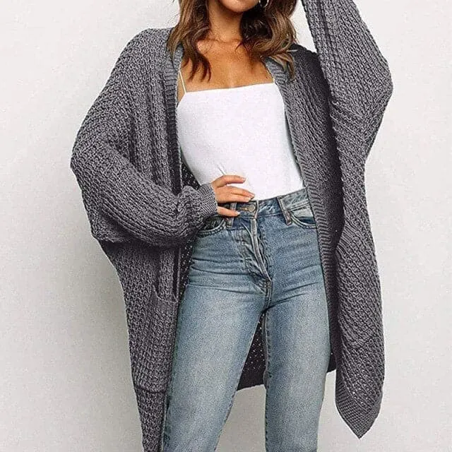 DressBetty - Pockets Long Sleeve Loose Knitted Sweaters