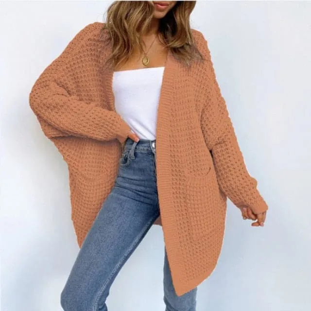 DressBetty - Pockets Long Sleeve Loose Knitted Sweaters