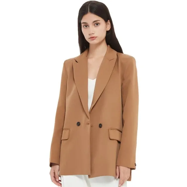 DressBetty - women's blazer jacket casual solid color double-breasted pocket decorative coat