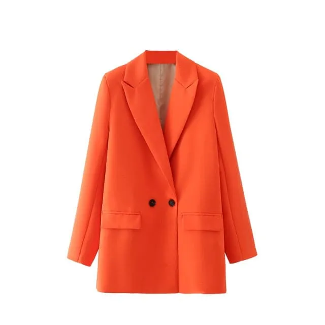 DressBetty - women's blazer jacket casual solid color double-breasted pocket decorative coat