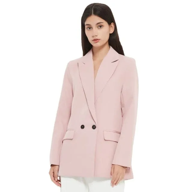 DressBetty - women's blazer jacket casual solid color double-breasted pocket decorative coat