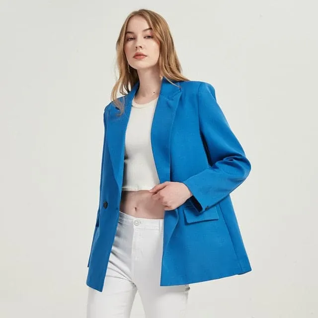 DressBetty - women's blazer jacket casual solid color double-breasted pocket decorative coat