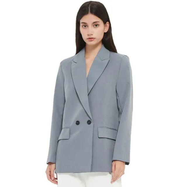 DressBetty - women's blazer jacket casual solid color double-breasted pocket decorative coat