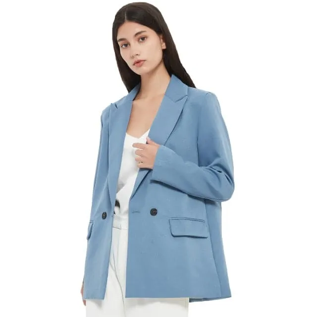 DressBetty - women's blazer jacket casual solid color double-breasted pocket decorative coat