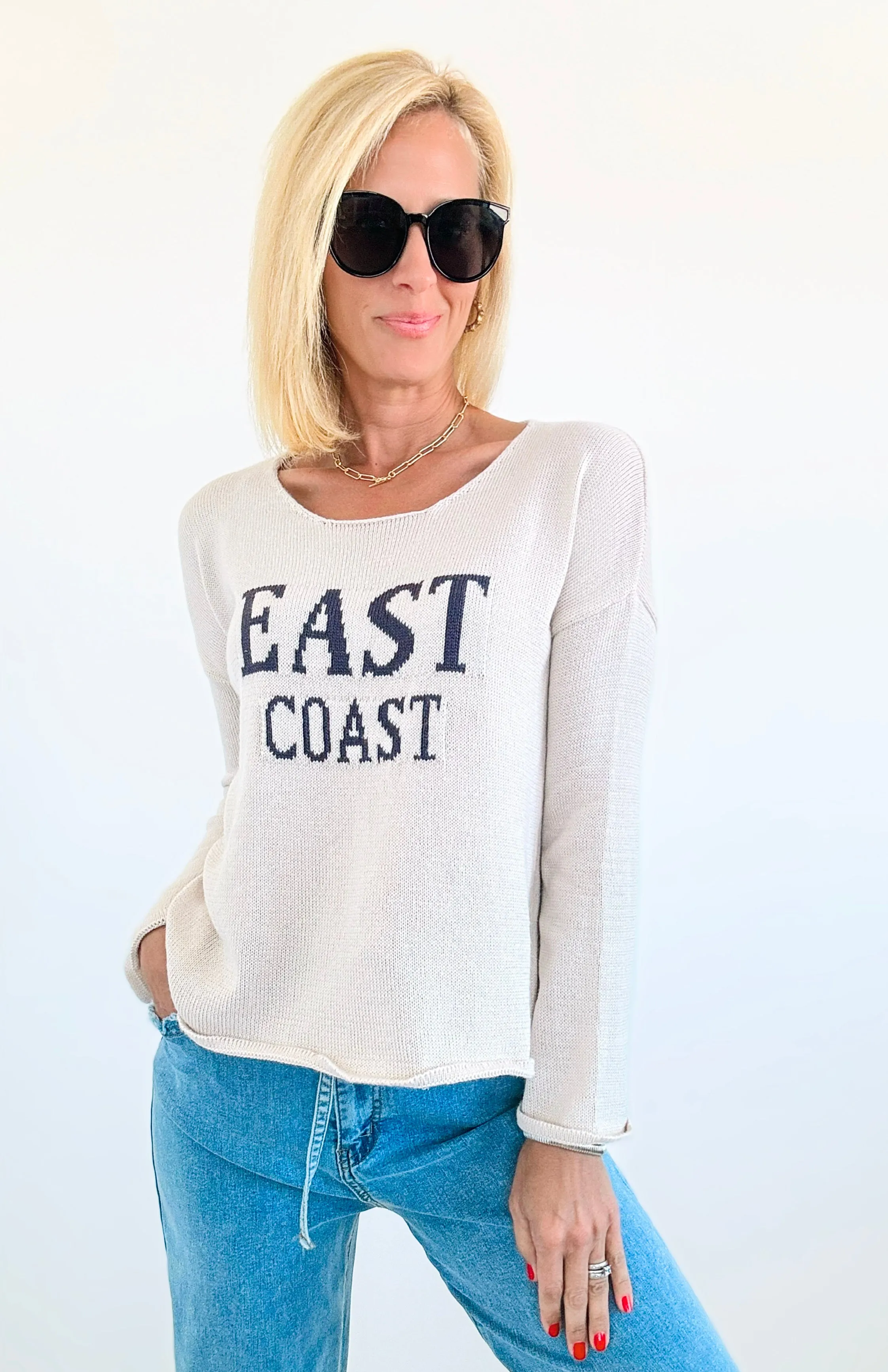 East Coast Knit Oversized Sweater-Beige