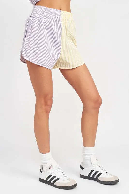 Emory Park COLOR BLOCK SHORTS WITH ELASTIC WAISTBAND