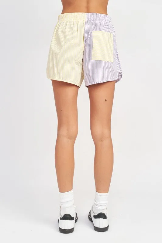 Emory Park COLOR BLOCK SHORTS WITH ELASTIC WAISTBAND