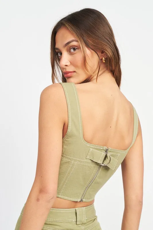 Emory Park CROPPED CONTRAST CORSET TOP