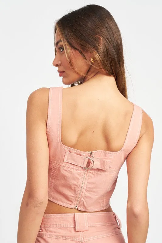 Emory Park CROPPED CONTRAST CORSET TOP