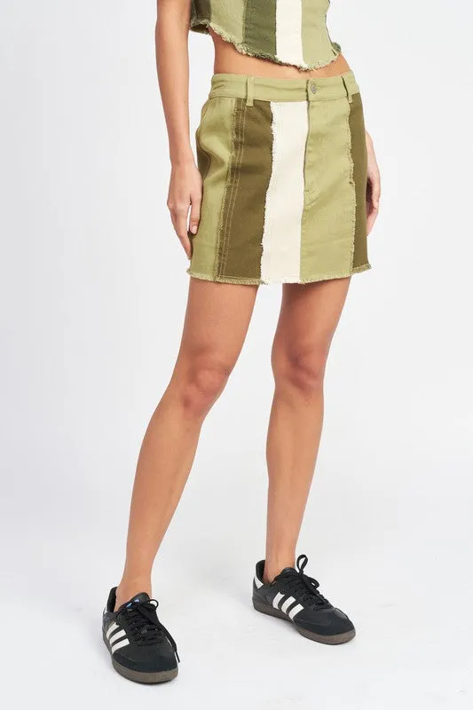 Emory Park HIGH RISE COLOR BLOCK SKIRT