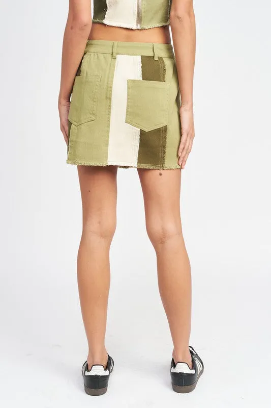 Emory Park HIGH RISE COLOR BLOCK SKIRT