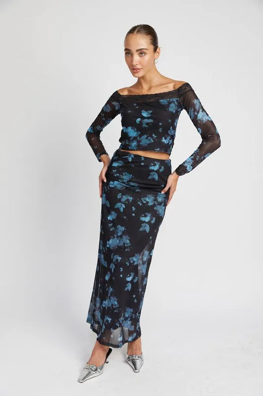 Emory Park OFF SHOULDER FLORAL TOP WITH LACE DETAIL