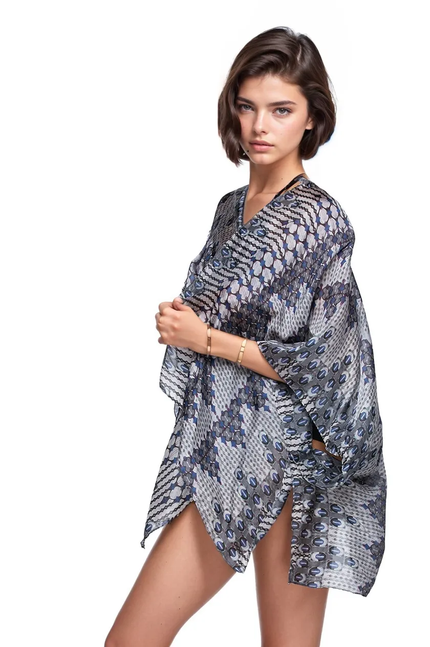 Enchanting Silky Print Crop Kimono Coverup