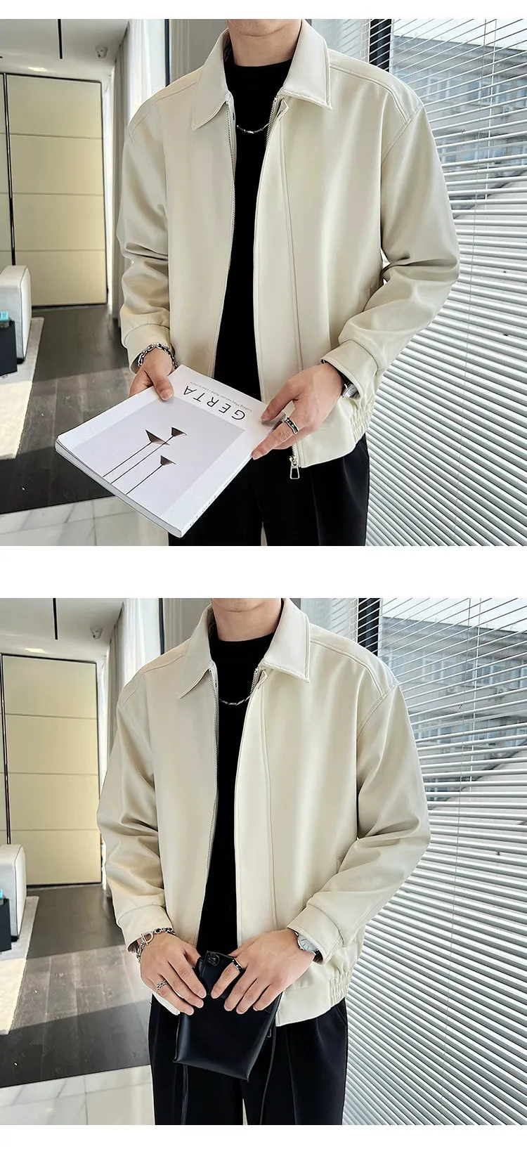 Fancy Lapel Short Jacket Handsome Disposable Leather Coat