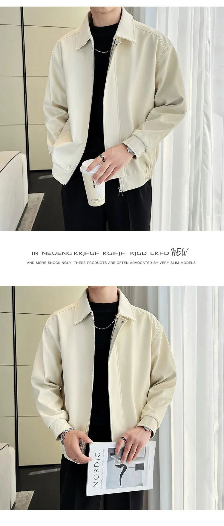 Fancy Lapel Short Jacket Handsome Disposable Leather Coat