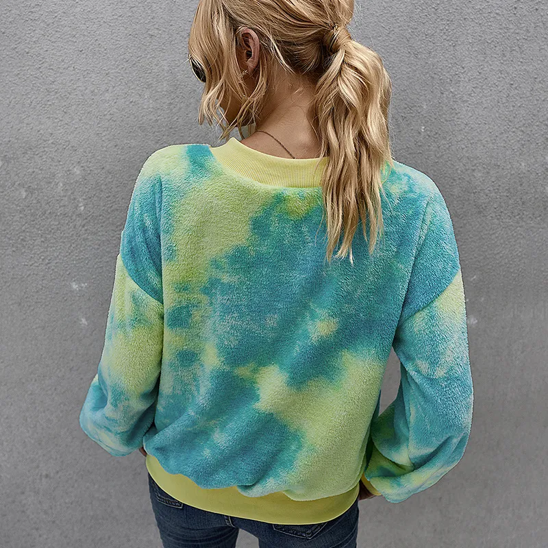 Fashion tie-dye long-sleeved plush jacket