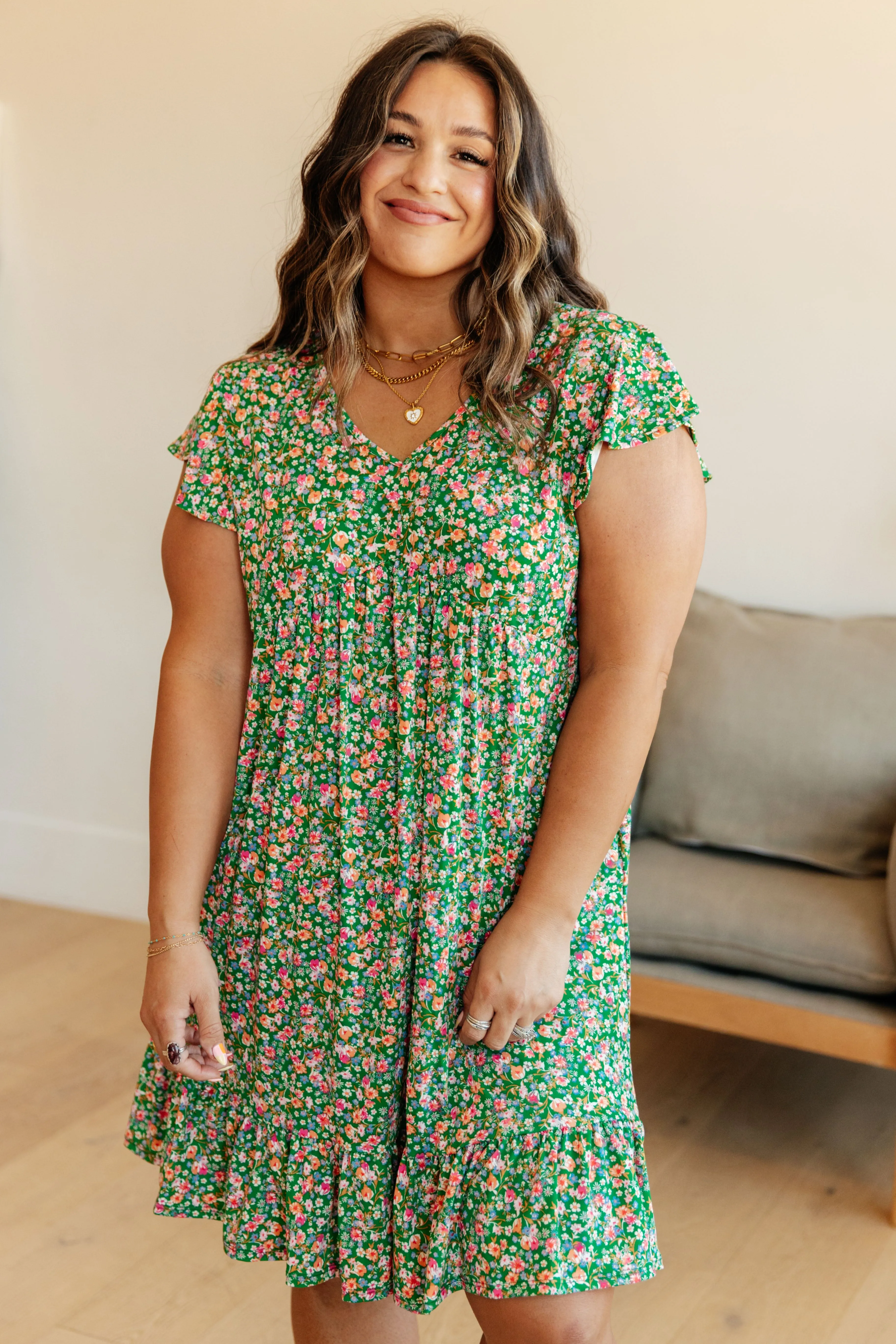 Feeling Fine Floral Dress in Green