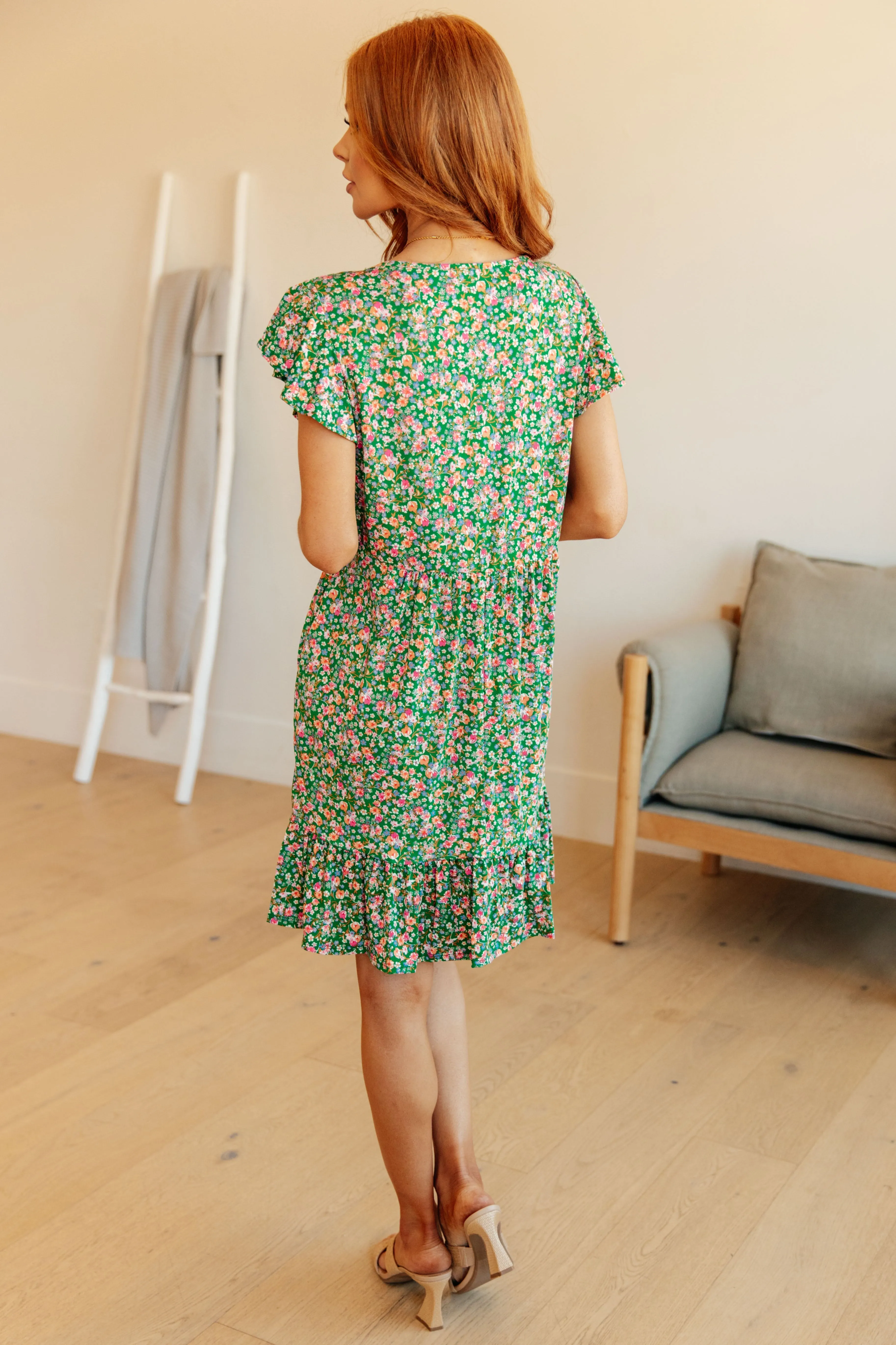 Feeling Fine Floral Dress in Green