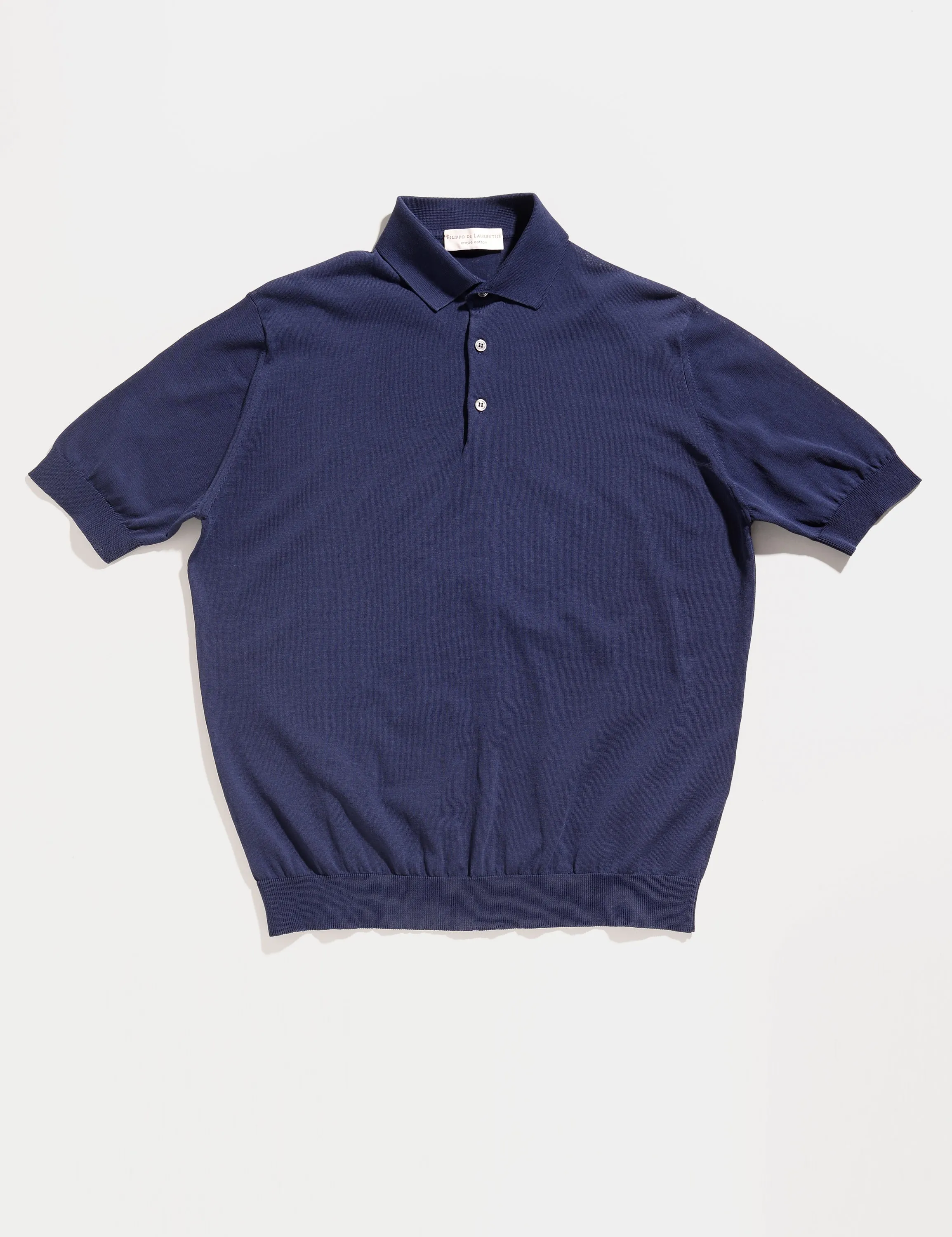 FINAL SALE: Solid Polo Shirt in Crepe Cotton - Ocean Blue