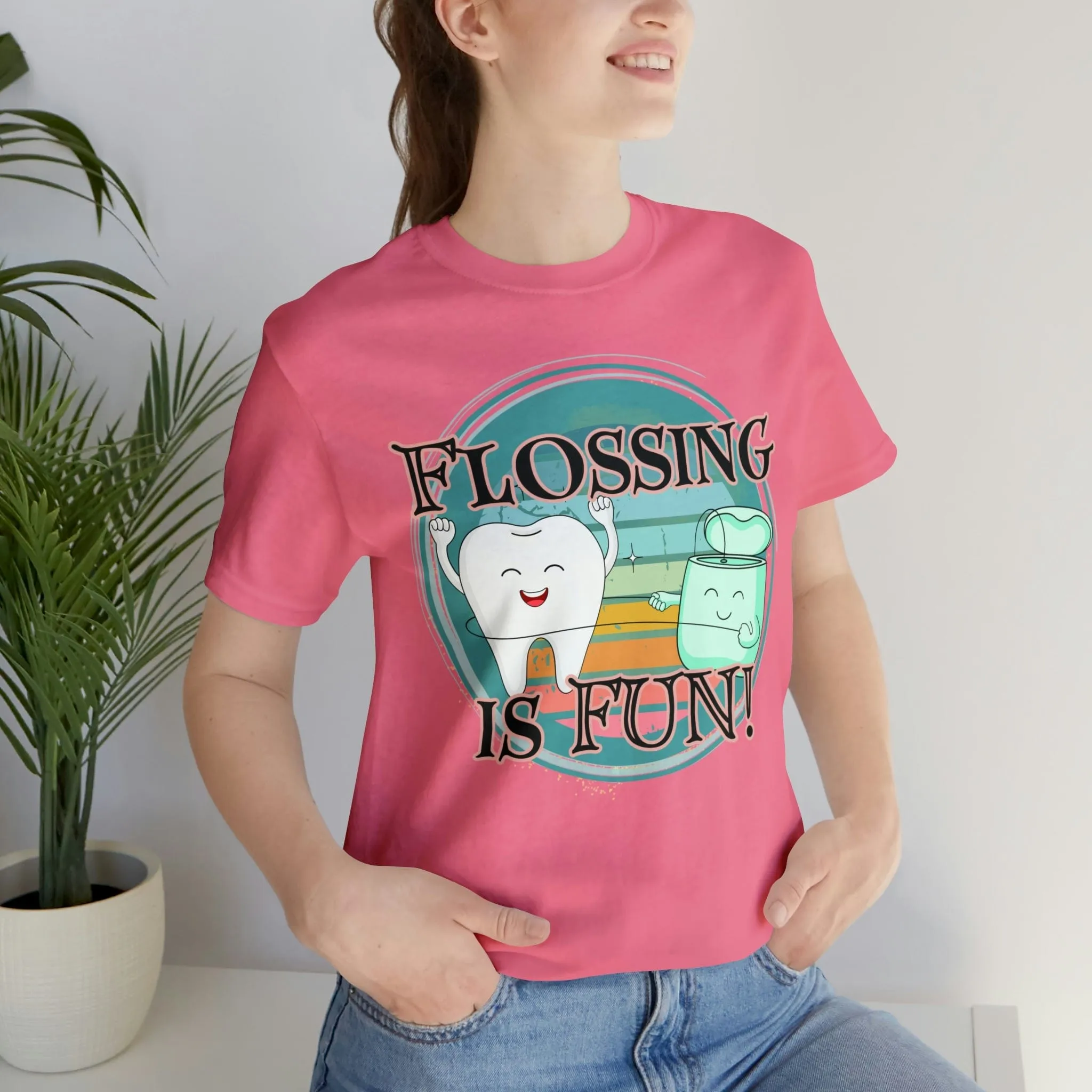 Flossing is fun! Unisex Jersey Short Sleeve Tee