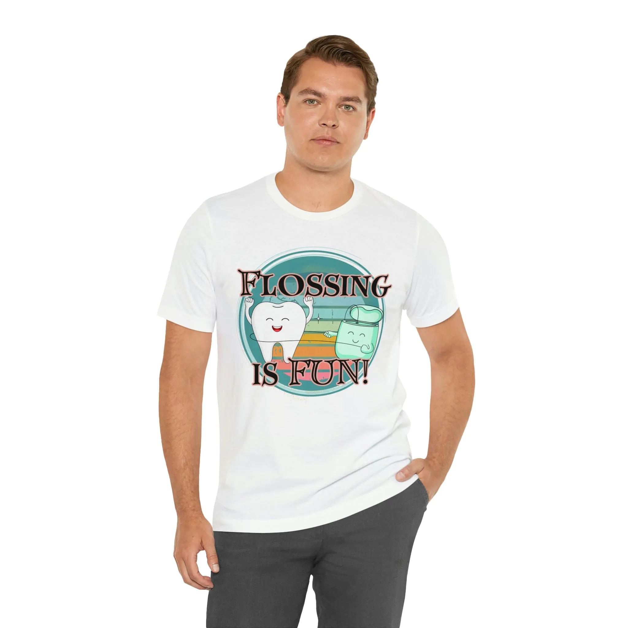 Flossing is fun! Unisex Jersey Short Sleeve Tee