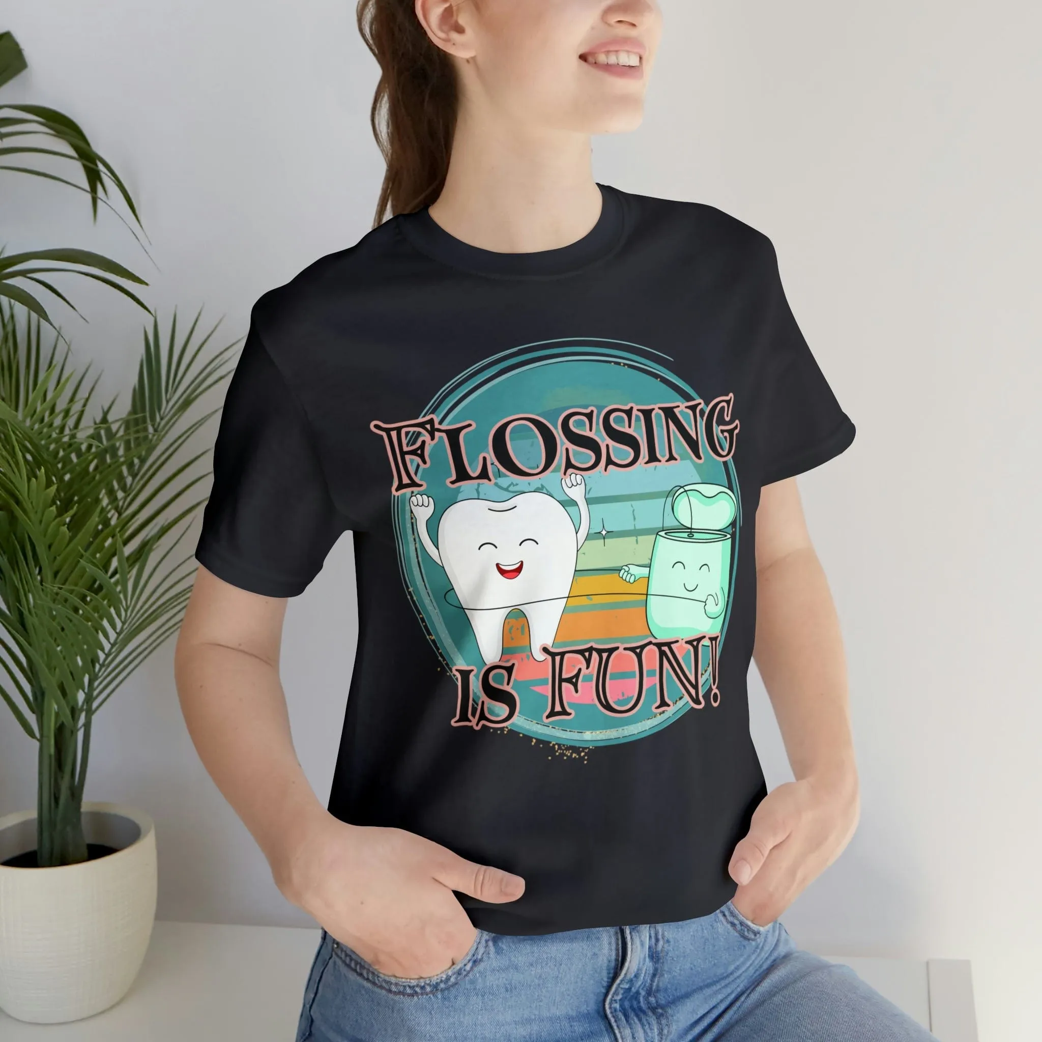 Flossing is fun! Unisex Jersey Short Sleeve Tee