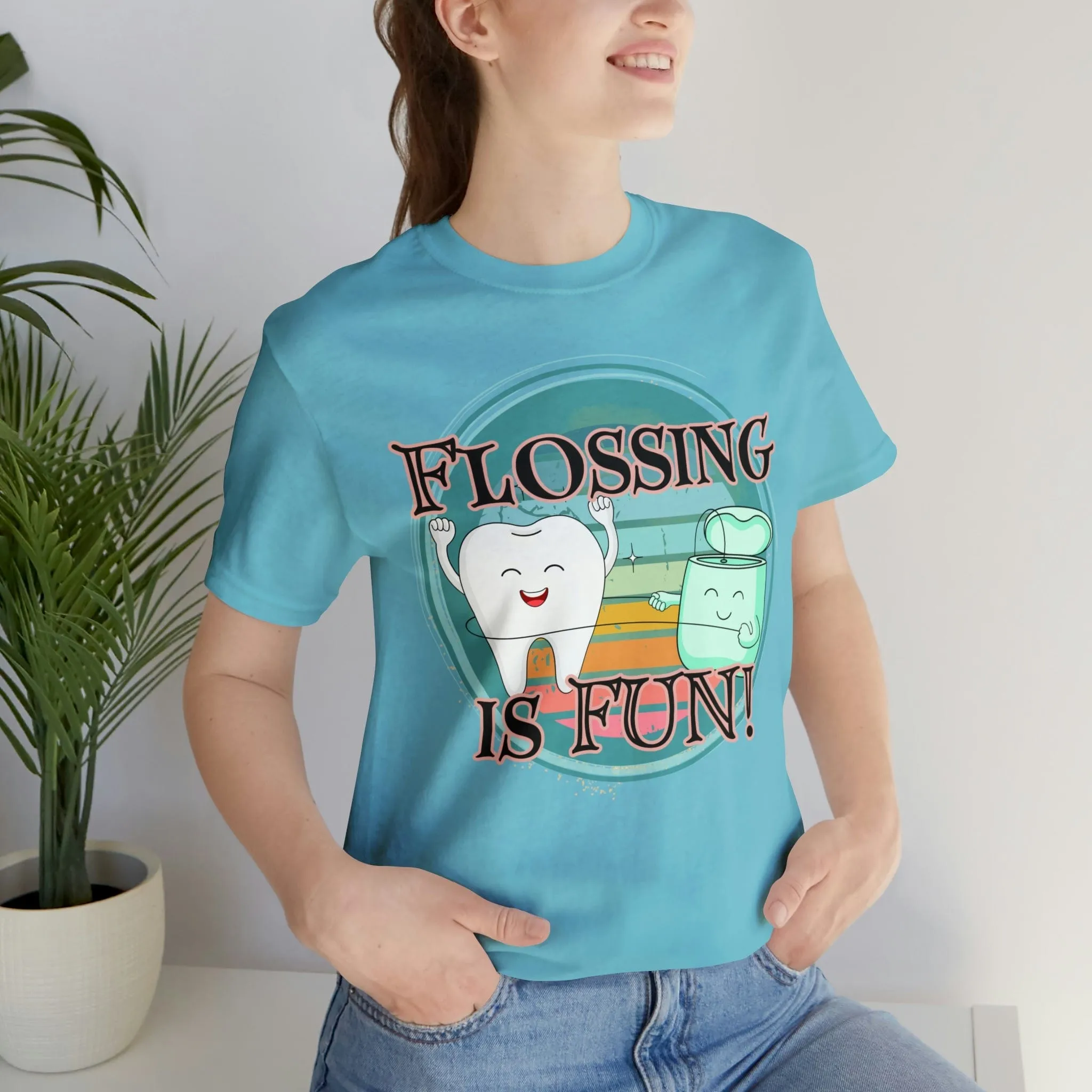 Flossing is fun! Unisex Jersey Short Sleeve Tee