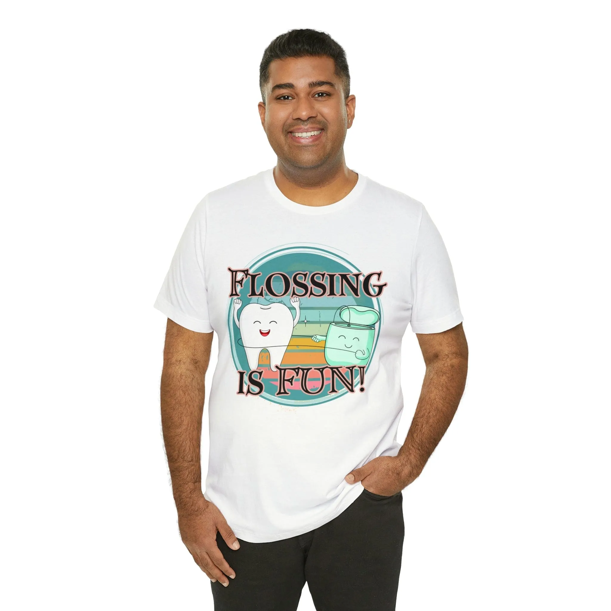 Flossing is fun! Unisex Jersey Short Sleeve Tee