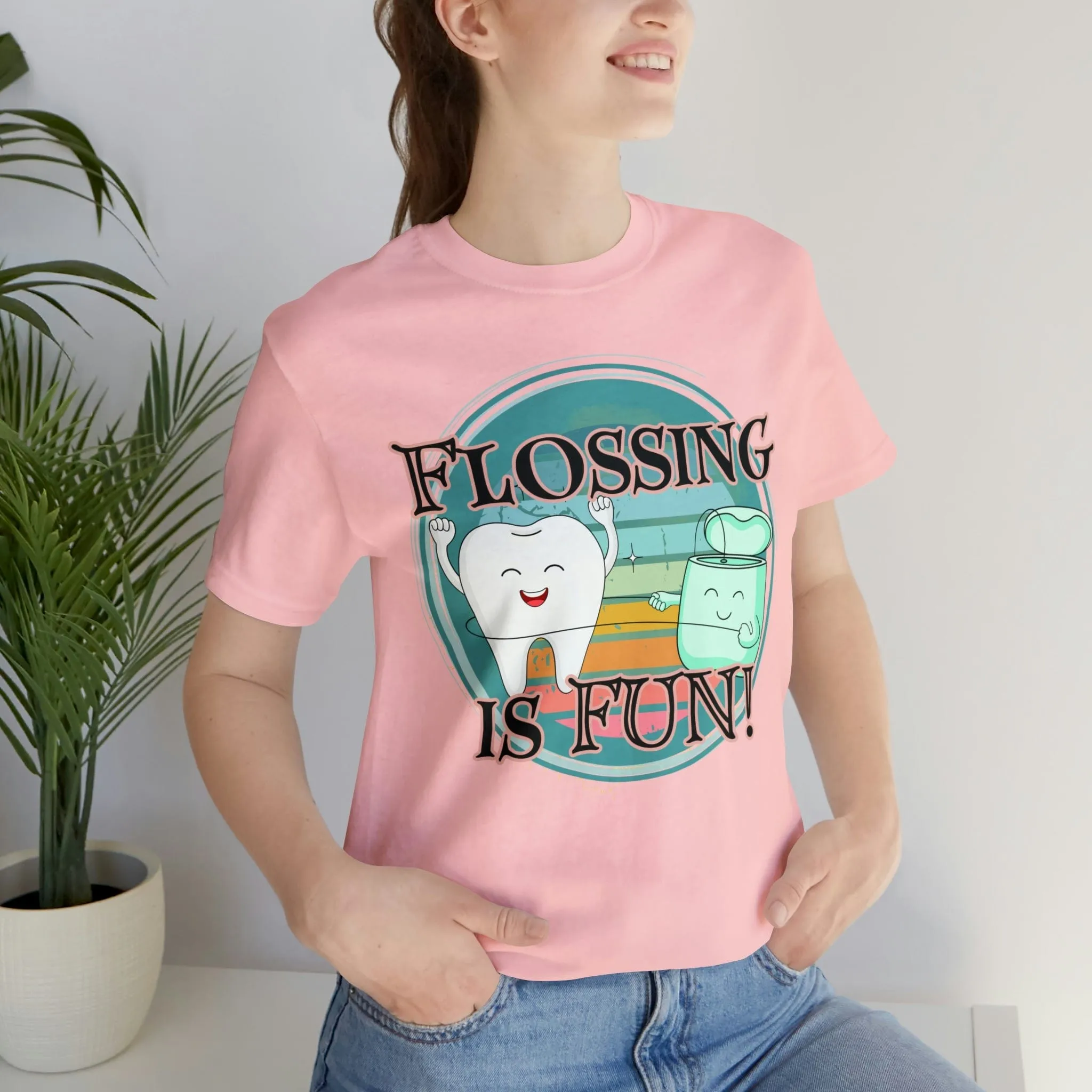 Flossing is fun! Unisex Jersey Short Sleeve Tee