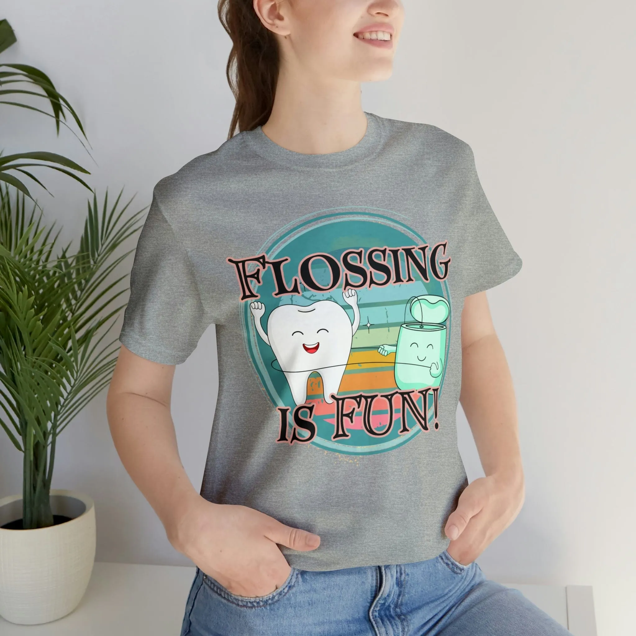 Flossing is fun! Unisex Jersey Short Sleeve Tee