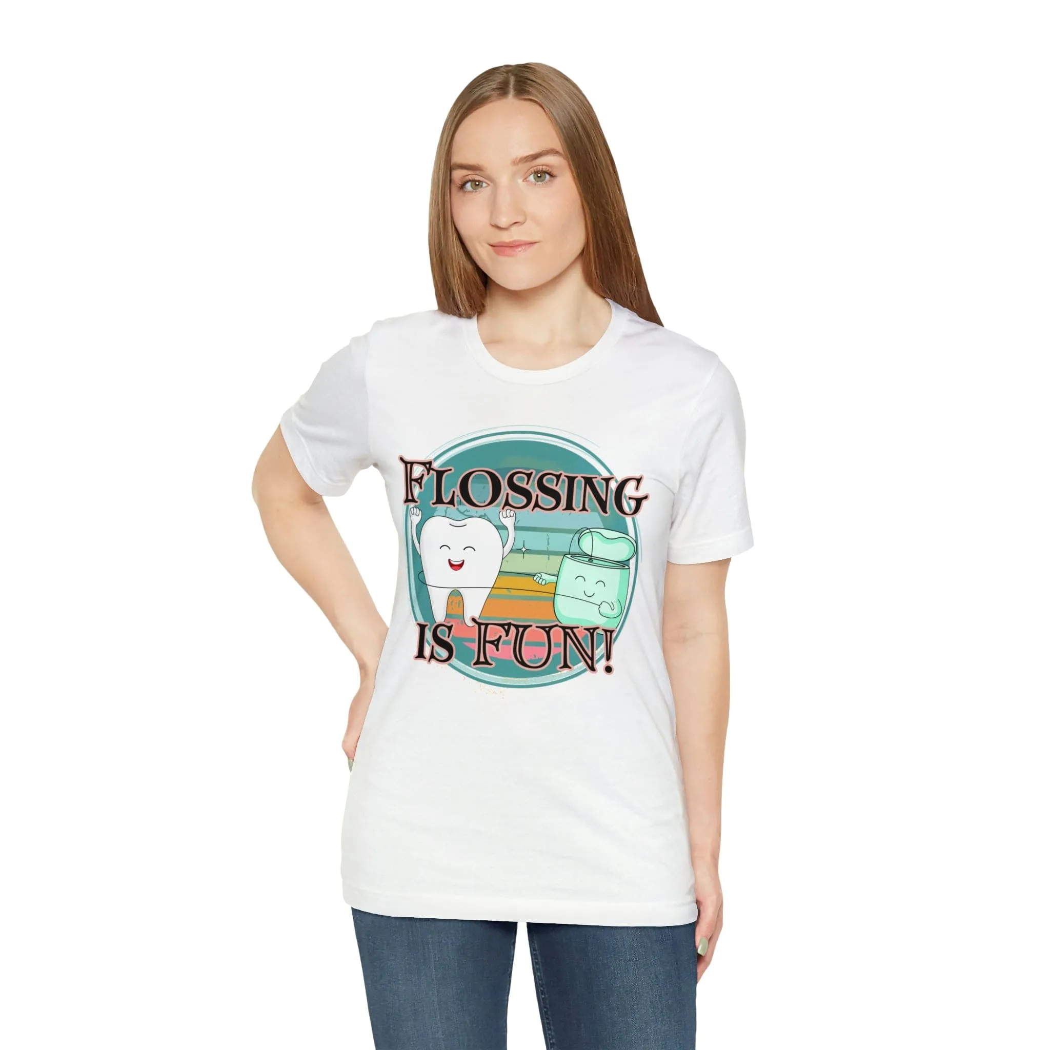 Flossing is fun! Unisex Jersey Short Sleeve Tee