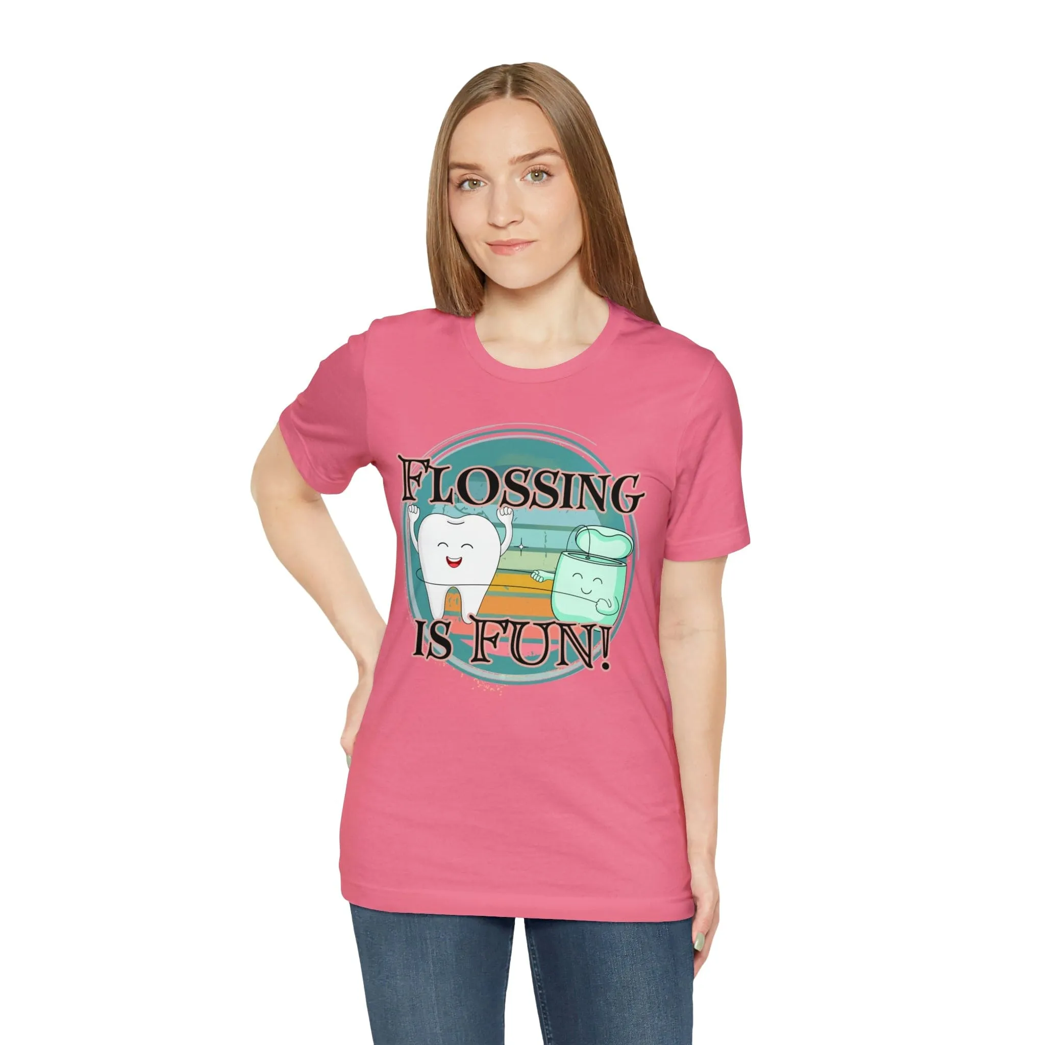 Flossing is fun! Unisex Jersey Short Sleeve Tee