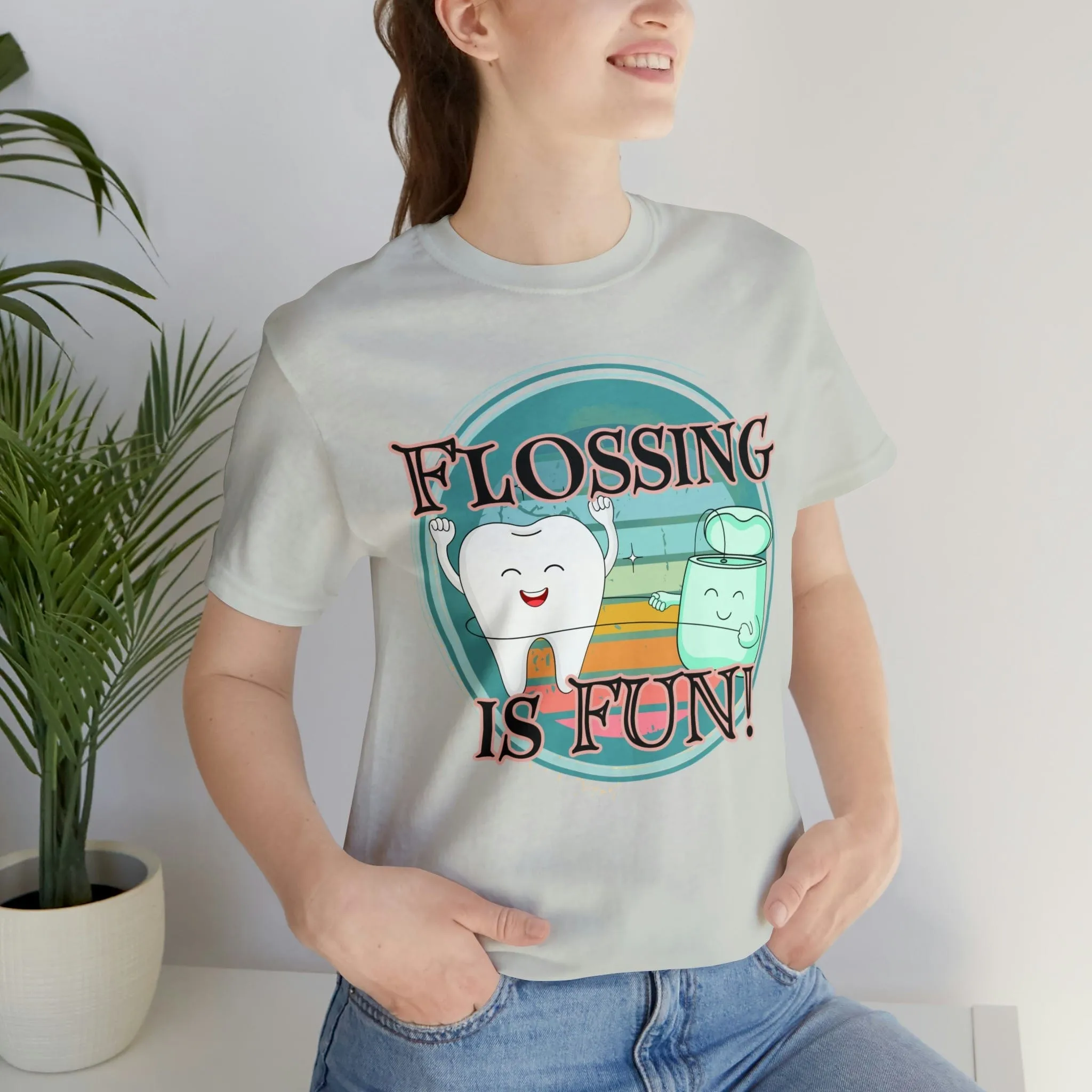 Flossing is fun! Unisex Jersey Short Sleeve Tee