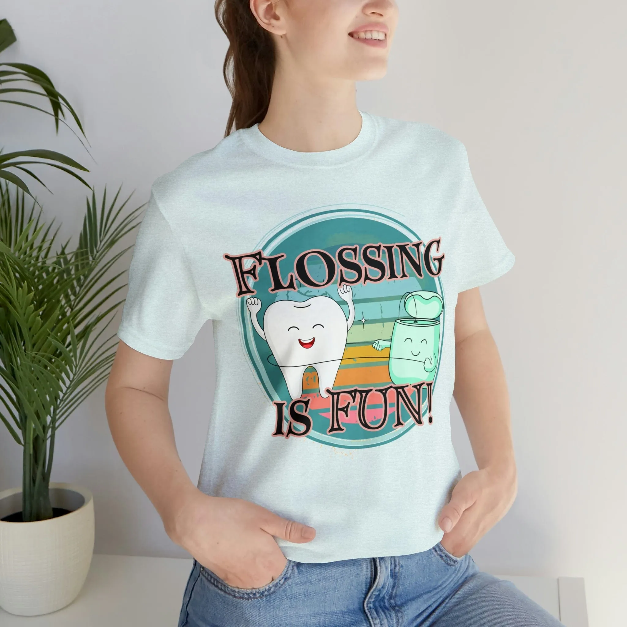 Flossing is fun! Unisex Jersey Short Sleeve Tee