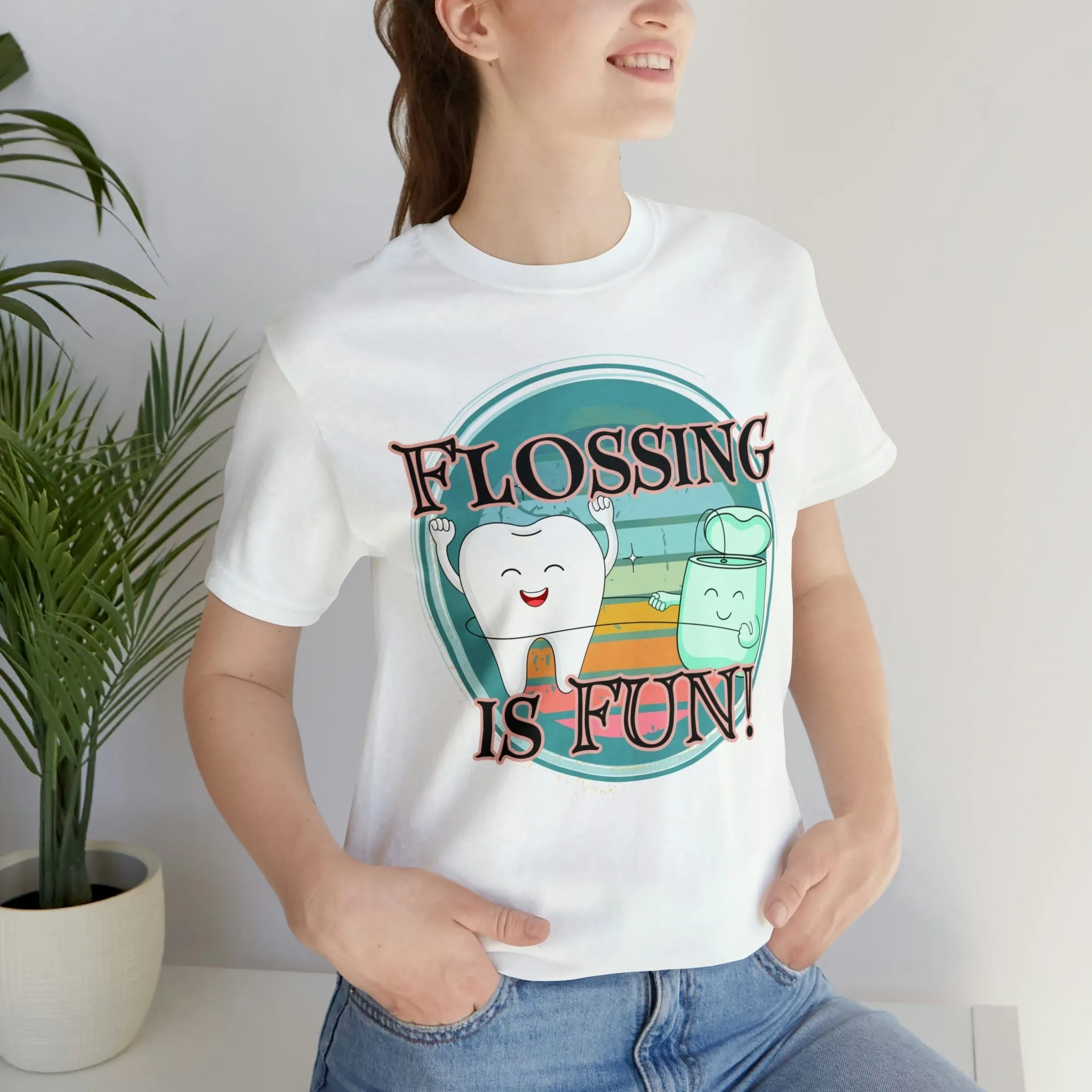 Flossing is fun! Unisex Jersey Short Sleeve Tee