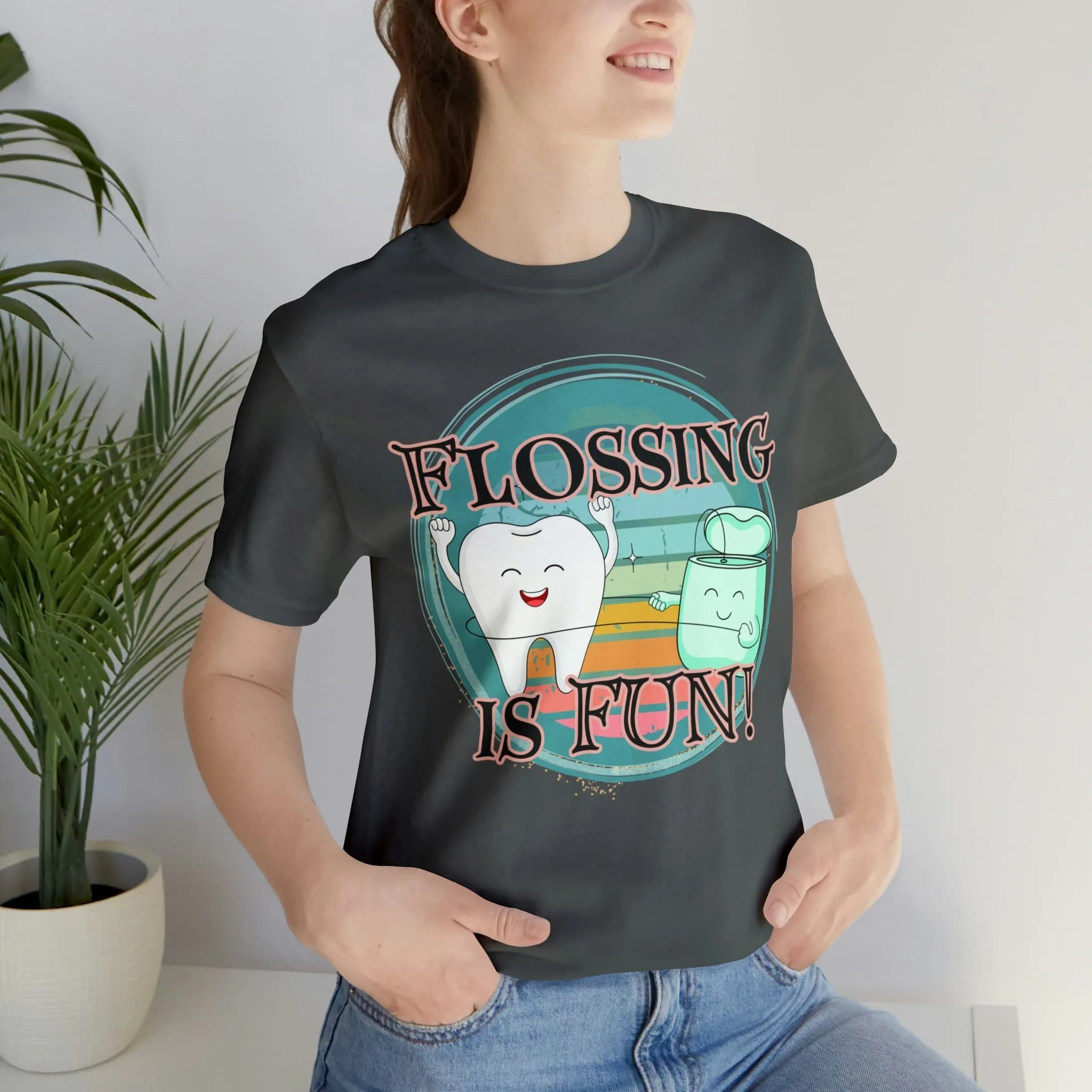 Flossing is fun! Unisex Jersey Short Sleeve Tee