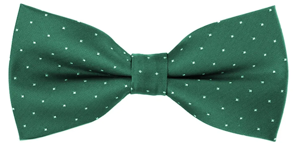 Forest Green [Mini Polka Dots] - Bow Tie and Pocket Square Matching Set