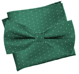 Forest Green [Mini Polka Dots] - Bow Tie and Pocket Square Matching Set