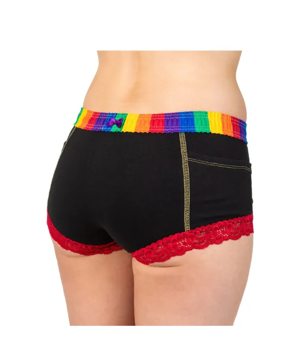 Foxers Boxer Briefs w/ Rainbow Trim in Black